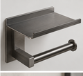 Brushed Gunmetal PVD Toilet Roll Holder with Integrated Phone Shelf