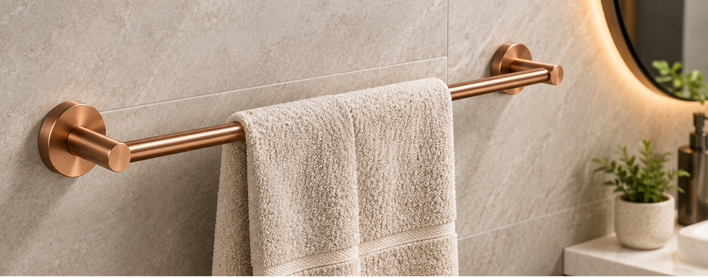 Brushed Copper Minimalist Single Towel Bar – 60 cm