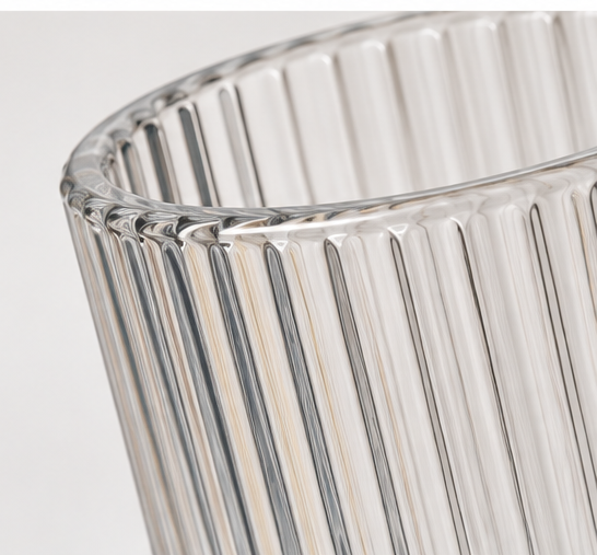 Fluted Ribbed Glass Countertop Tumbler &amp; Toothbrush Holder