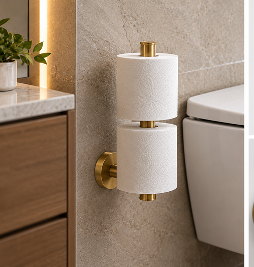 Compact Spare Toilet Paper Holder for 2 Rolls